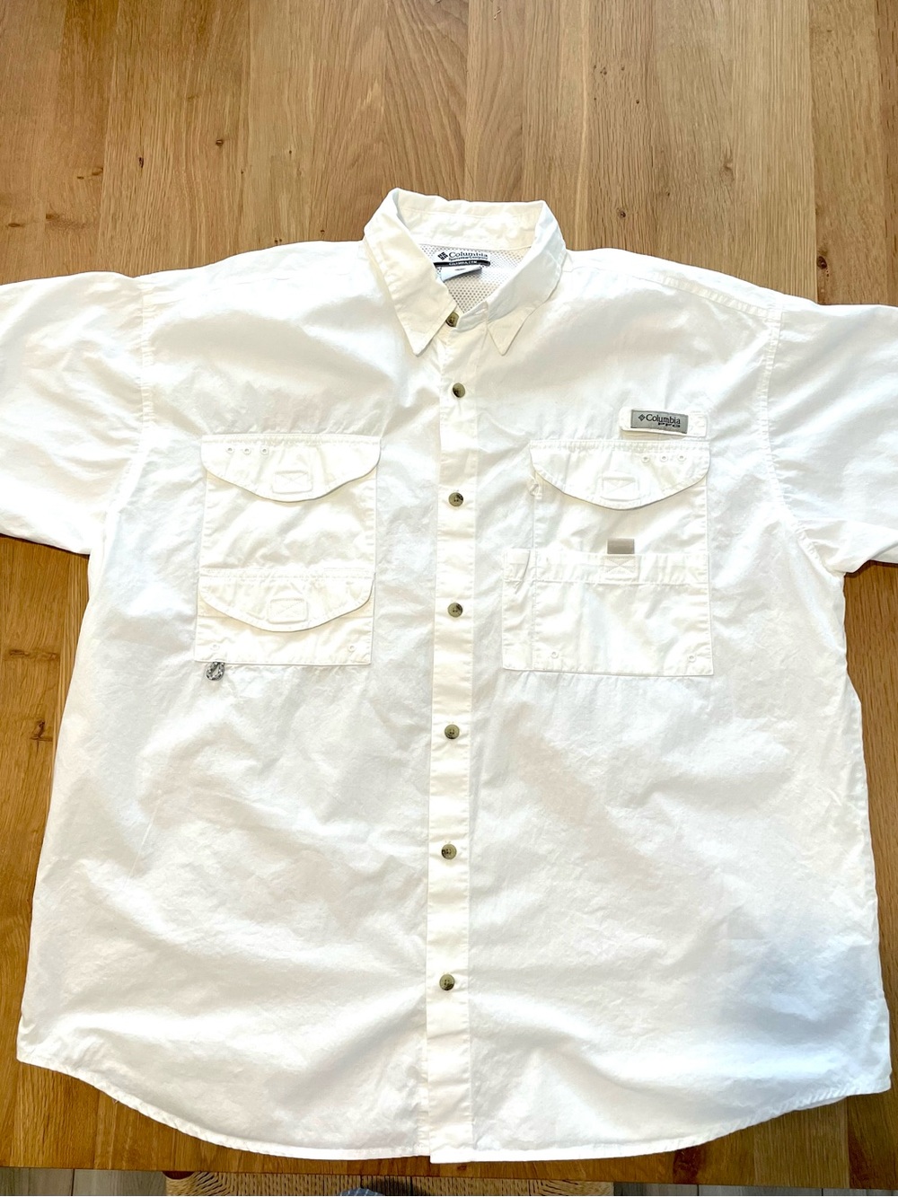 Columbia Men's White Short-Sleeve Fishing Shirt